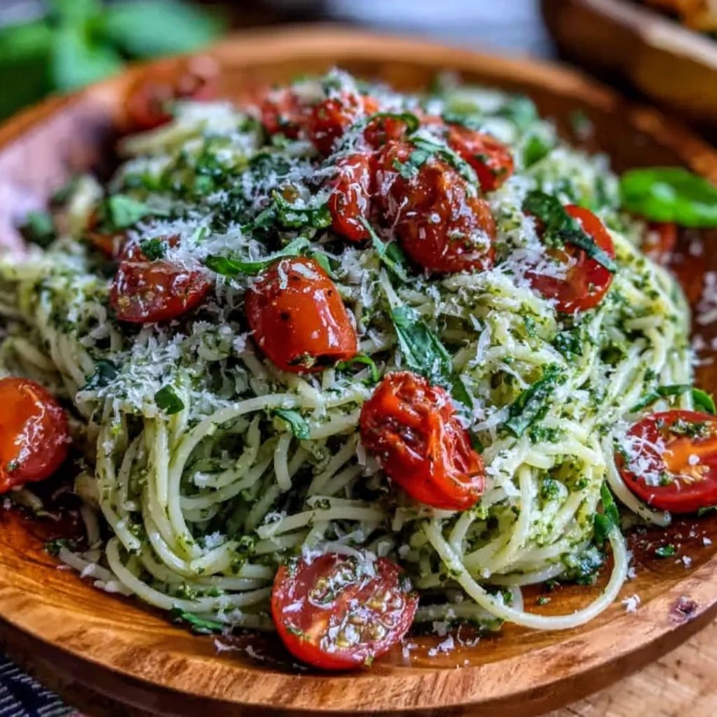 Angel Hair Pasta With Pesto And Tomatoes