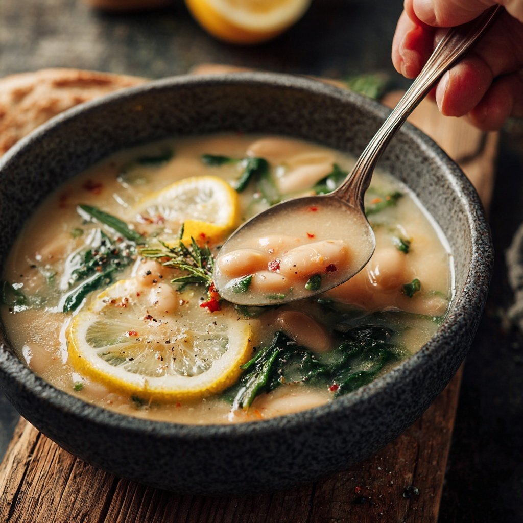 Creamy Lemon White Bean Soup Bowl