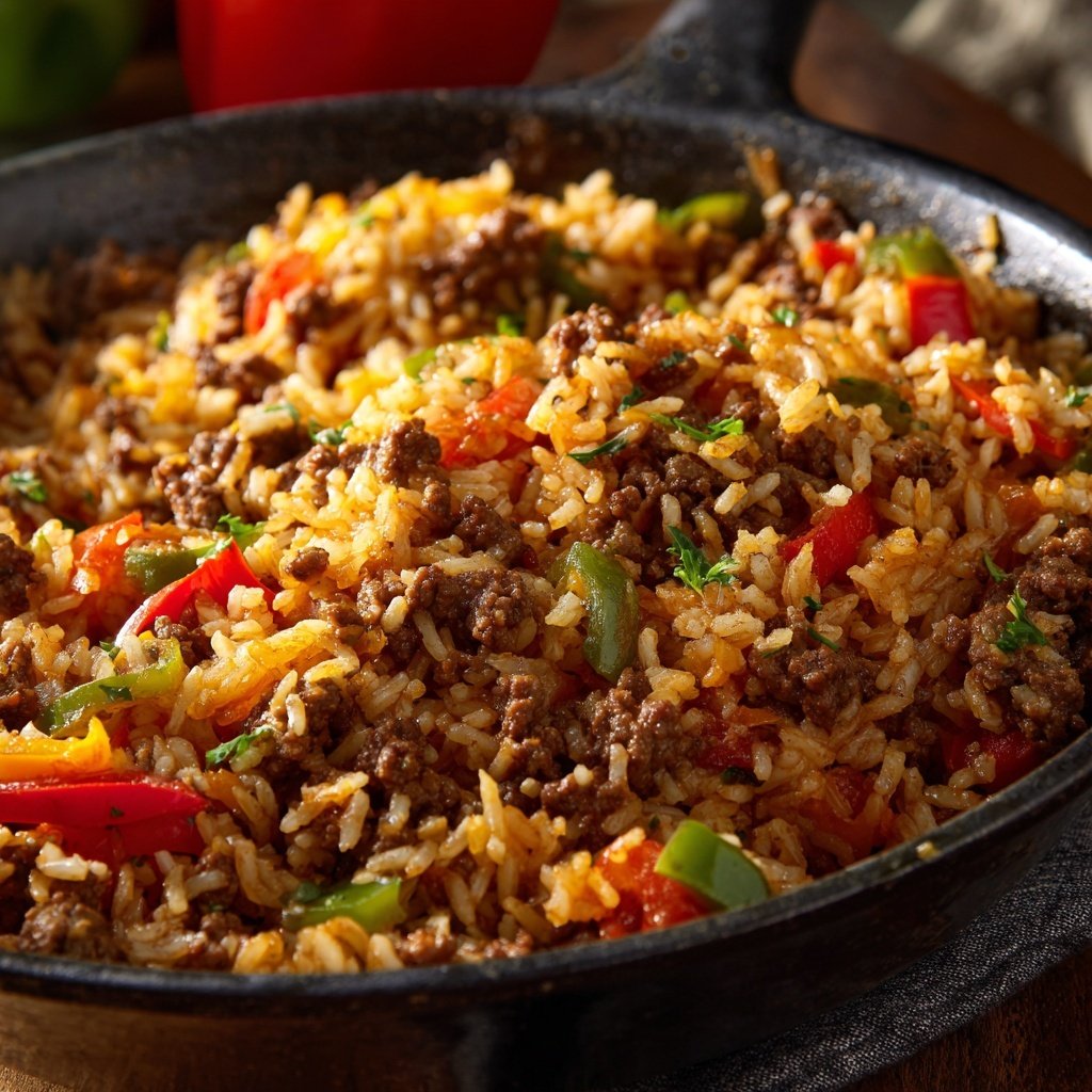 Quick Ground Beef And Rice Skillet