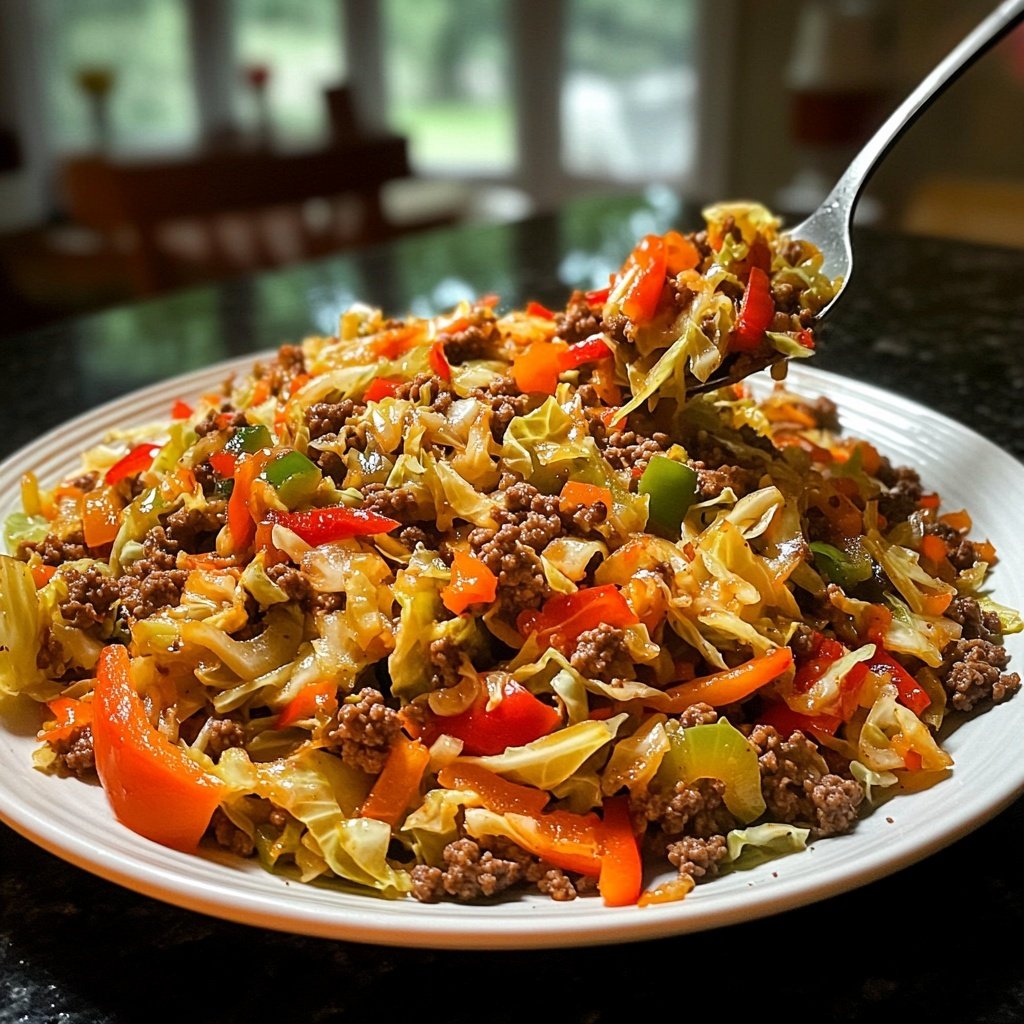 Ground Beef Cabbage Stir Fry