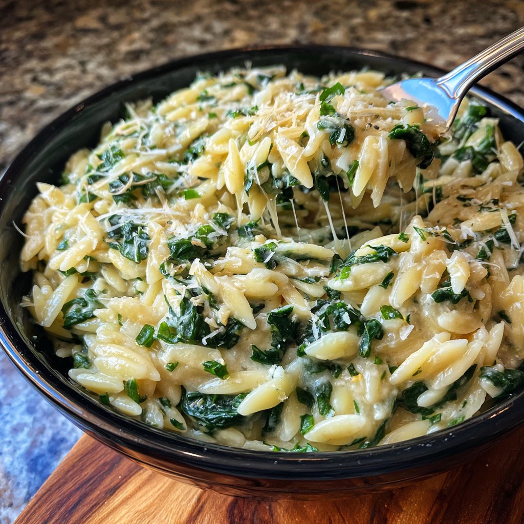 Creamy Spinach Parmesan Orzo